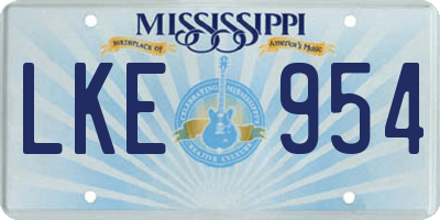 MS license plate LKE954