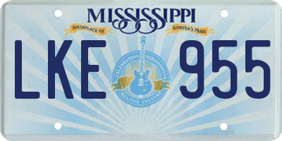 MS license plate LKE955