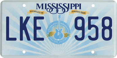 MS license plate LKE958