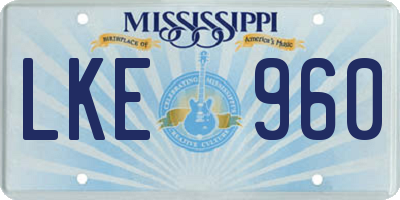 MS license plate LKE960