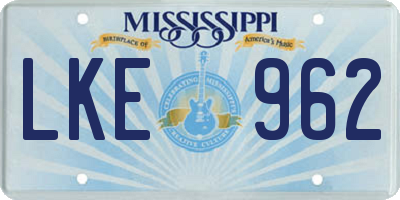 MS license plate LKE962