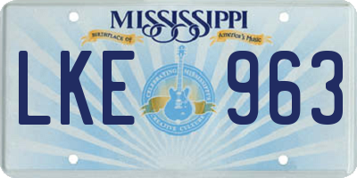 MS license plate LKE963