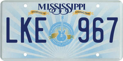 MS license plate LKE967