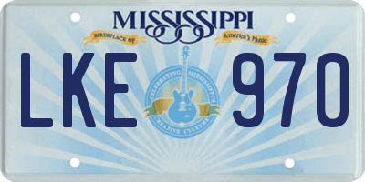 MS license plate LKE970