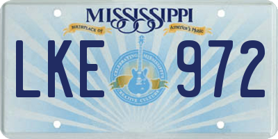 MS license plate LKE972