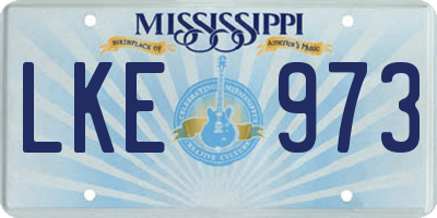 MS license plate LKE973