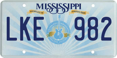 MS license plate LKE982