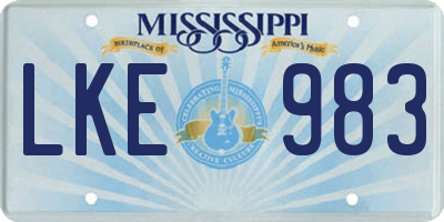 MS license plate LKE983