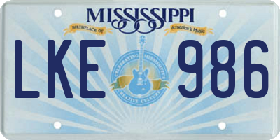 MS license plate LKE986