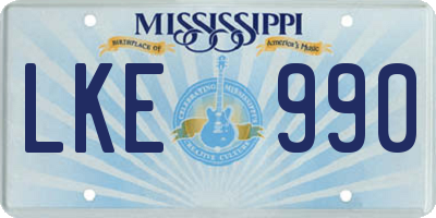 MS license plate LKE990