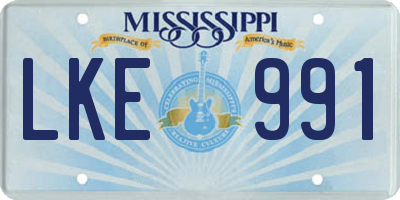 MS license plate LKE991