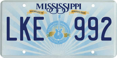 MS license plate LKE992