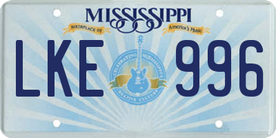 MS license plate LKE996