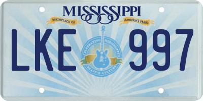 MS license plate LKE997