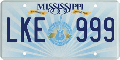 MS license plate LKE999