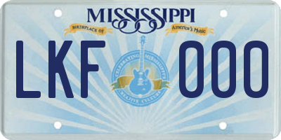 MS license plate LKF000