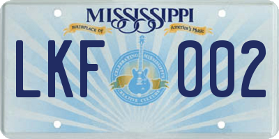 MS license plate LKF002
