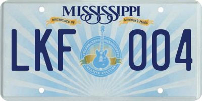 MS license plate LKF004