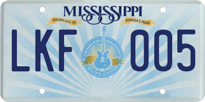 MS license plate LKF005