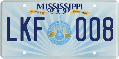 MS license plate LKF008