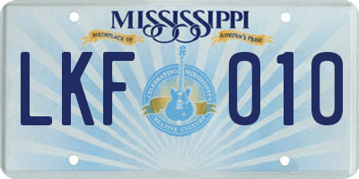MS license plate LKF010