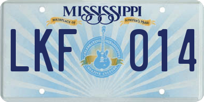 MS license plate LKF014