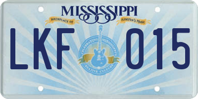 MS license plate LKF015
