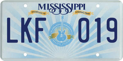 MS license plate LKF019