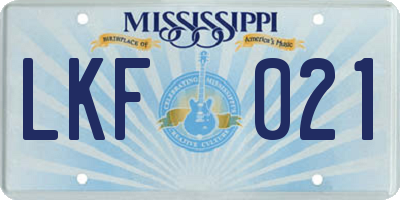MS license plate LKF021