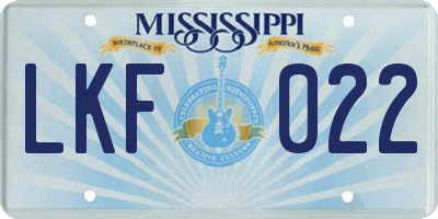 MS license plate LKF022