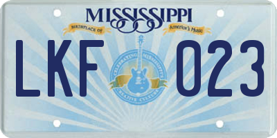 MS license plate LKF023