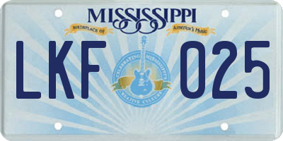 MS license plate LKF025