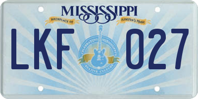 MS license plate LKF027