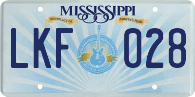 MS license plate LKF028