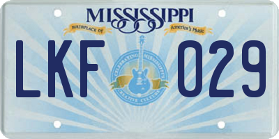 MS license plate LKF029