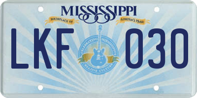 MS license plate LKF030