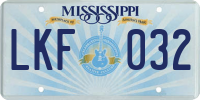 MS license plate LKF032