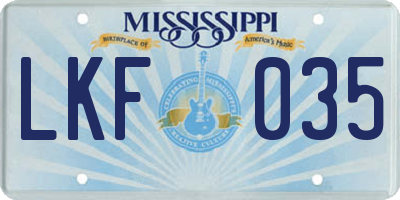 MS license plate LKF035