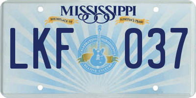 MS license plate LKF037