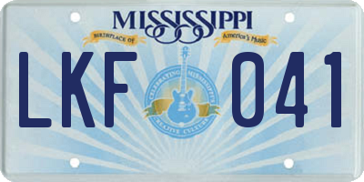 MS license plate LKF041