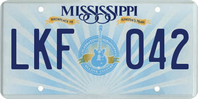 MS license plate LKF042