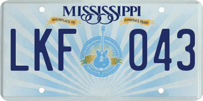 MS license plate LKF043
