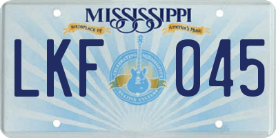 MS license plate LKF045