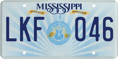 MS license plate LKF046