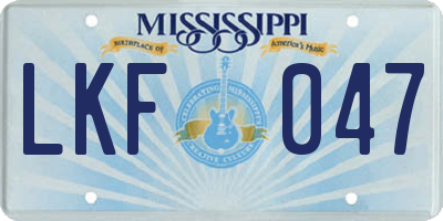 MS license plate LKF047