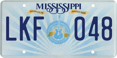 MS license plate LKF048