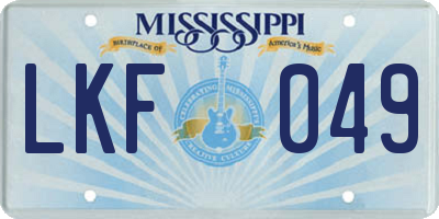 MS license plate LKF049