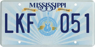 MS license plate LKF051