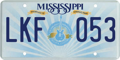 MS license plate LKF053