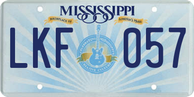 MS license plate LKF057